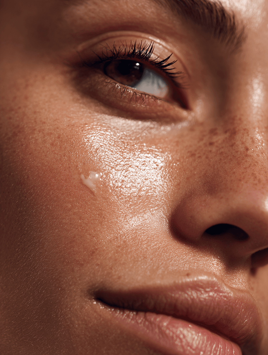 Beautiful woman with skincare products